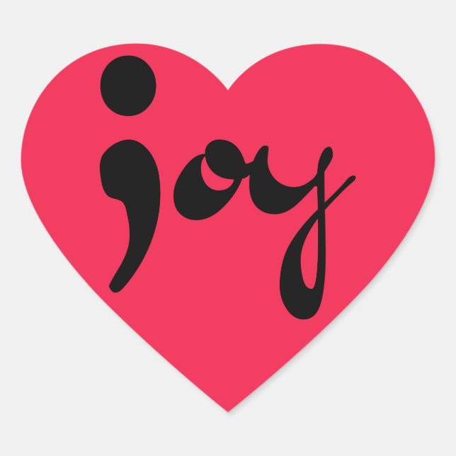 Joy Semicolon Heart Pegatinas (Anverso)