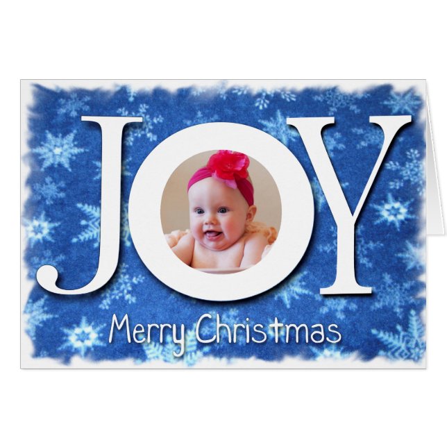Joy Snowflakes Christmas Photo Card (Anverso (Horizontal))