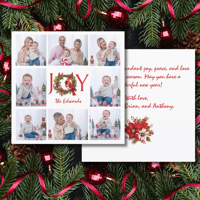 JOY | TARJETA DE NAVIDADES DE FOTOS DE COLLAGE OCH (This lovely Christmas collage card will let you share JOY with friends and family. Buy it today!)