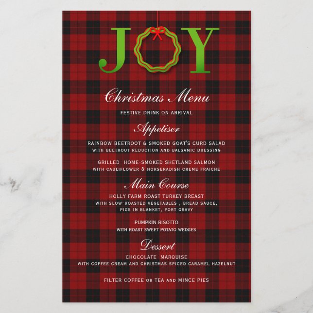 JOY TARTAN NAVIDADES WREATH | MENÚ NAVIDADES (Anverso)