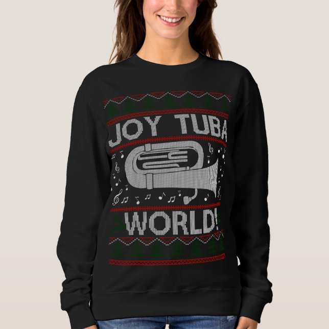 Joy Tuba World Funny Navidades Suéter de Navidad F (Anverso)