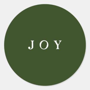 JOY Typography Green Simple Holiday Pegatina moder