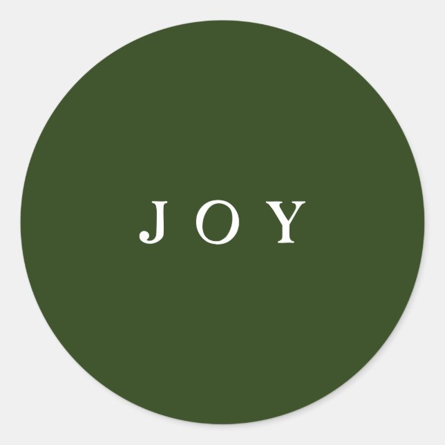 JOY Typography Green Simple Holiday Pegatina moder (Anverso)