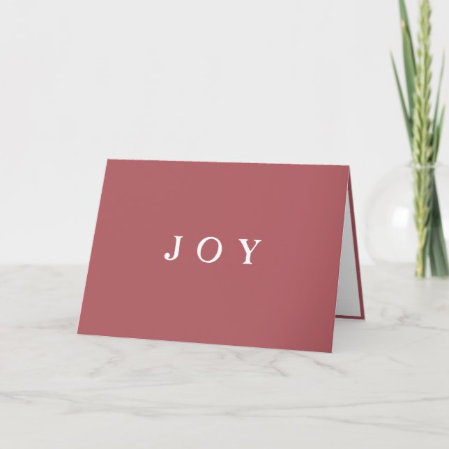 JOY Typography Pink Sencilla tarjeta de vacaciones (Anverso)