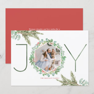 JOY Watercolor Navidad Foliage Wreath Photo