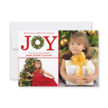 Joy Wreath 2 fotos puntos rojos - Tarjeta de Navid