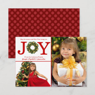 Joy Wreath 2 fotos puntos rojos - Tarjeta de Navid
