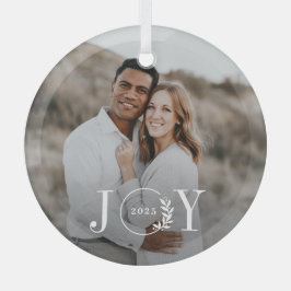 Joy Wreath Personalizado Foto Ornamento de Navidad