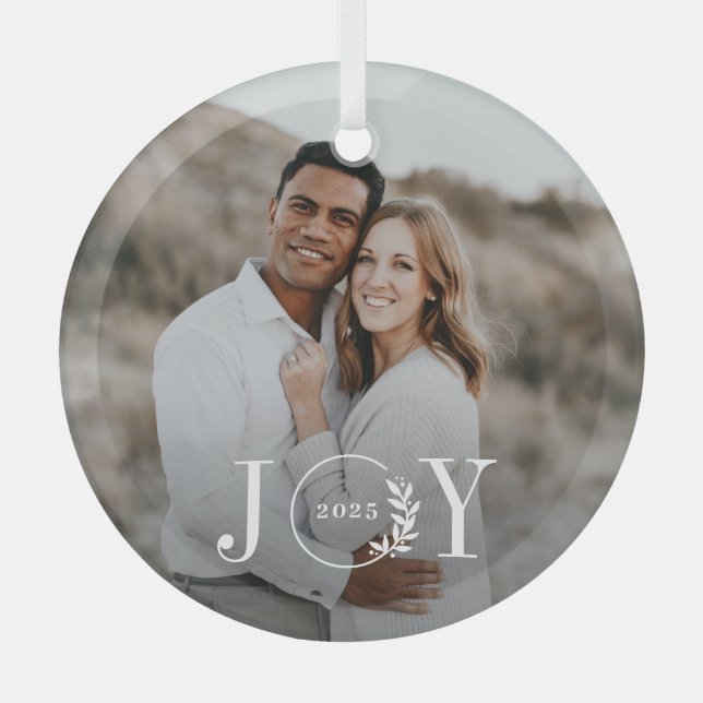 Joy Wreath Personalizado Foto Ornamento de Navidad (Anverso)