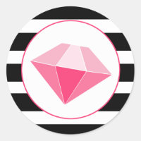 Joya rosa con Pegatina de franjas en blanco y negr