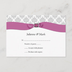 joya RSVP de la cinta del rosa del damasco del