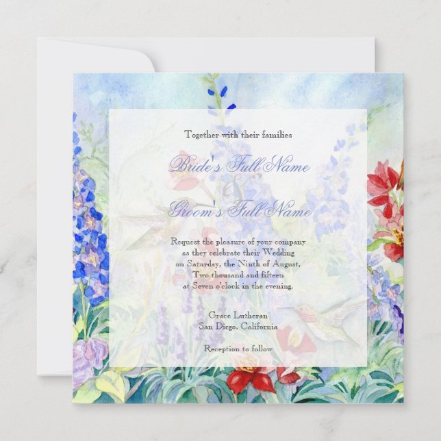 Joyas aladas Hummingbirds - Invitación a la boda (Anverso)