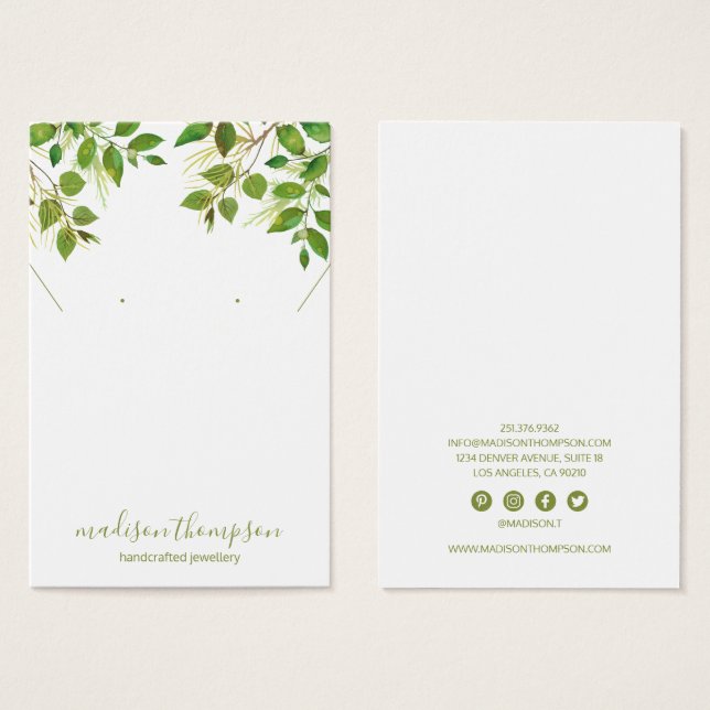 Joyas de follaje verde de collar (Anverso y reverso)