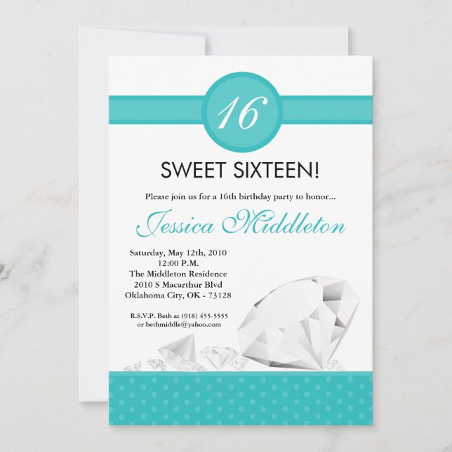 Joyas Diamantes Dulce Invitación a los 16 Años (Anverso)