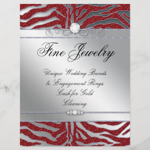 Joyería Flyer Hair Salon Zebra Sparkle Red Silver