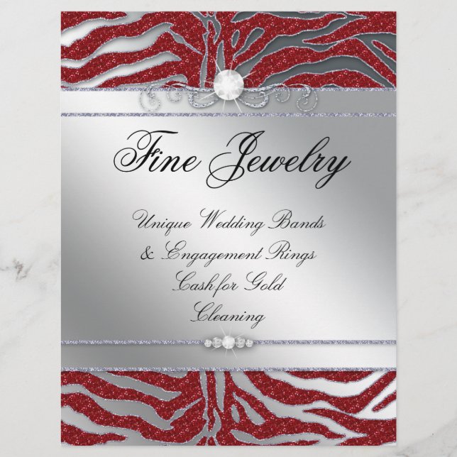 Joyería Flyer Hair Salon Zebra Sparkle Red Silver (Frente)