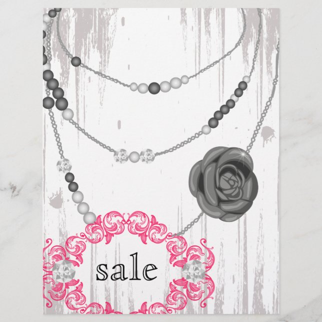 Joyería Folleto Collar Rosa Gris Rosa (Frente)