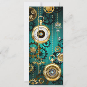 Joyería Steampunk Reloj en un Fondo Verde