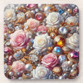 Joyería y rosas juego de 6 posavasos con respaldo 