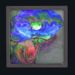 Joyero Abstrato azul floral azul acuarela<br><div class="desc">Una pintura acuarela con una amapola azul abstracta. Obra original de H. Cooper.</div>