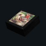 Joyero Amor y romance vintage, novios en secundaria<br><div class="desc">El amor al ilustracion vintage y el diseño romántico con una pareja joven adorable coqueteando en la escuela. Los adolescentes están sentados con sus libros de texto en algunos escalones a la sombra de los árboles del campus.</div>