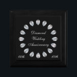 Joyero Aniversario de boda de diamante<br><div class="desc">Pequeña caja de regalo del aniversario de boda de diamante. Tema - marido decorativo de la esposa de la 60.a joyería elegante elegante de la joyería</div>