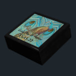 Joyero Aniversario de la boda Damasco de las plumas de pa<br><div class="desc">Boda Negro Lacquer Keepsake Personalizado Diseñador Caja de joyas personalizada o caja de memoria Elegante Boda único Navidades de aniversario regalos o regalos de Día de San Valentín</div>