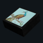 Joyero Aniversario de la boda Damasco de las plumas de pa<br><div class="desc">Boda Negro Lacquer Keepsake Personalizado Diseñador Caja de joyas personalizada o caja de memoria Elegante Boda único Navidades de aniversario regalos o regalos de Día de San Valentín</div>