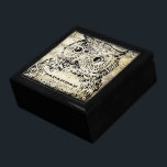 Joyero Bechuza Cuta Vintage En Hoja De Música Antigua<br><div class="desc">Boda Negro Lacquer Keepsake Personalizado Diseñador Caja de joyas personalizada o caja de memoria Elegante Boda único Navidades de aniversario regalos o regalos de Día de San Valentín</div>