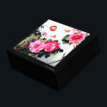 Joyero Boda de Peonies&Butterflies/Doble felicidad<br><div class="desc">Un regalo perfecto para bodas/aniversarios. La estampilla en rojo se puede quitar si así lo desea. Este Pintura de Pincel Chino Original presenta dos mariposas frotando en las florecientes flores de peones. Y el sello en rojo significa " Doble Felicidad ", un símbolo que se puede ver en cada Boda...</div>