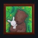 Joyero El oso y el conejito te amo para siempre la dulce<br><div class="desc">Oso y conejito,  te amo por siempre mantener la caja de sake.  ¡Un gran regalo de cumpleaños para tu amor!  Pintura original de MiKa Art. Siéntase libre de personalizar con sus iniciales,  nombres,  textos,  fecha... ... etc.</div>