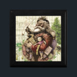 Joyero Ilustracion clásico Merry Santa Claus Tree<br><div class="desc">Esta imagen se basa en el clásico ilustracion Thomas Nast "Merry Old Santa Claus" de finales del siglo XIX. Santa se ve muy feliz,  los brazos llenos de juguetes Navidades,  y un árbol de Navidad está en el fondo. La canción del Árbol de Navidad también está tocando.</div>