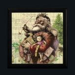 Joyero Ilustracion clásico Merry Santa Claus Tree<br><div class="desc">Esta imagen se basa en el clásico ilustracion Thomas Nast "Merry Old Santa Claus" de finales del siglo XIX. Santa se ve muy feliz,  los brazos llenos de juguetes Navidades,  y un árbol de Navidad está en el fondo. La canción del Árbol de Navidad también está tocando.</div>