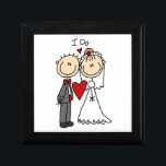 Joyero Los pares de la boda hago las camisetas y los<br><div class="desc">Una figura novia y novio del palillo en un smoking y un vestido de boda con el texto que me lee "hace" en la figura camisetas de los pares del boda, tazas, tarjetas, pegatinas, recuerdos, llaveros, mousepads, placemats, ornamentos, y otros artículos nupciales del palillo de la ropa y del regalo....</div>