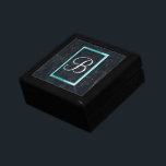 Joyero Monograma Piedra Negra Resumen Textura Grunge<br><div class="desc">Una textura de piedra de mármol negro de aspecto fresco. Cortes,  raspones,  cicatrices y marcas aleatorias le dan profundidad y personalidad. Personalice con su primer / monograma en un elegante y elegante tipo de letra blanco. El monograma se coloca dentro de un marco azul brillante de neón.</div>