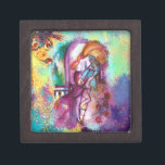 Joyero ROMEO Y JULIET Romántico Día de San Valentín<br><div class="desc">Escena de balcones de la tragedia de Romeo y Juilet por William Shakespeare. Pintura original contemporánea de acuarela con Relieve metalizado dorado y colores iridiscentes en color violeta brillante,  rosa,  verde,  naranja amarillo,  verde azulado,  turquesa,  blanco...  Pintado por Bulgan Lumini (c)</div>