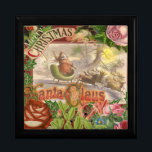Joyero Vintage Christmas Santa Claus Sleigh<br><div class="desc">Una santa vintage de los años 1800 saludaba.</div>