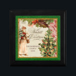 Joyero Vintage Father Christmas Candle Tree Holiday Box<br><div class="desc">COLOR PALETTE: Navidades clásicos rojo, verde y dorado marcan el tono de esta colección. RECOPILACIÓN DE DISEÑO: Vintage Christmas St. Nicholas cargando un árbol de Navidad. ¡Compra esto como regalo para tu propia familia o como regalo de Navidad para amigos, familiares o compañeros de trabajo! O como un regalo corporativo...</div>
