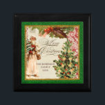 Joyero Vintage Father Christmas Candle Tree Holiday Box<br><div class="desc">COLOR PALETTE: Navidades clásicos rojo, verde y dorado marcan el tono de esta colección. RECOPILACIÓN DE DISEÑO: Vintage Christmas St. Nicholas cargando un árbol de Navidad. ¡Compra esto como regalo para tu propia familia o como regalo de Navidad para amigos, familiares o compañeros de trabajo! O como un regalo corporativo...</div>