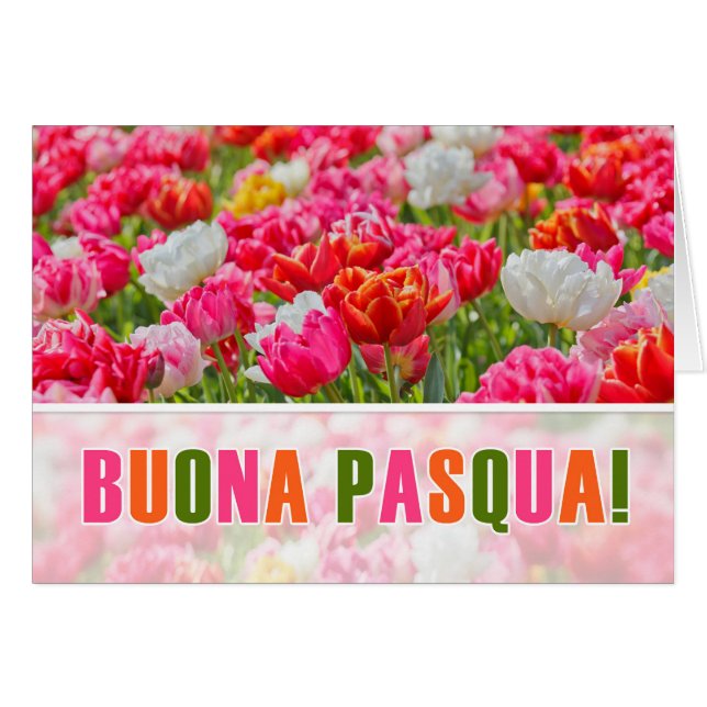 Joyeus de Pascua ITALIANO usa el Jardín de Tulipan (Anverso (Horizontal))