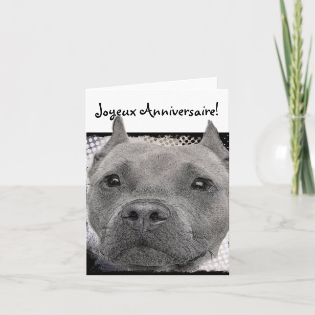 Joyeux Anniversario Pitbull Perro tarjeta de salud (Anverso)