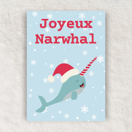 Joyeux Narwhal juego de palabras Feliz Navidad