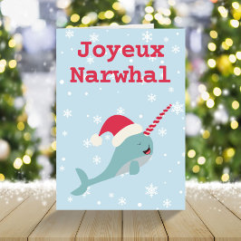 Joyeux Narwhale canina de ballena Feliz Navidad C