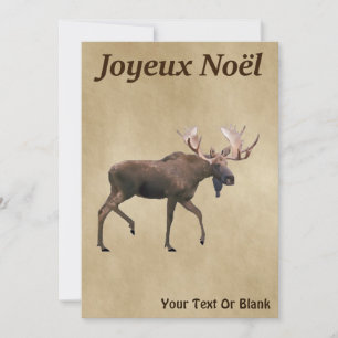 Joyeux Noё l - Moose de toro sobre papel antiguo
