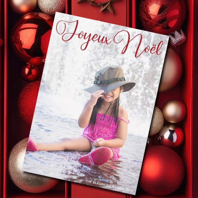 Joyeux Noël Chic Tarjeta Roja Francesa para Foto d (Subido por el creador)