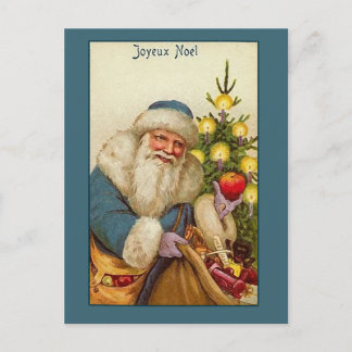 Joyeux Noel con tarjeta de Papá Noel Vintage