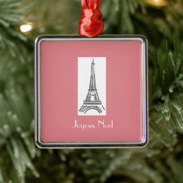 Joyeux Noel Eiffel Tower Ornamento de Navidad Fran