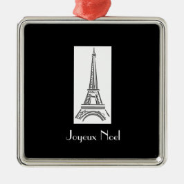 Joyeux Noel Eiffel Tower Ornamento de Navidad Fran