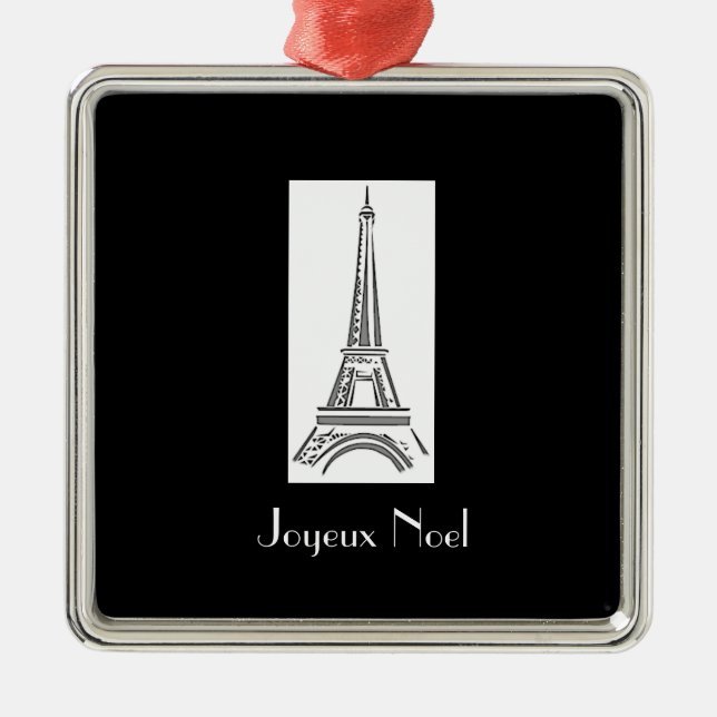 Joyeux Noel Eiffel Tower Ornamento de Navidad Fran (Frente)
