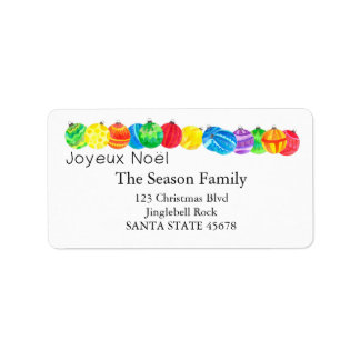 Joyeux Noël etiqueta de color de agua pintada a ma